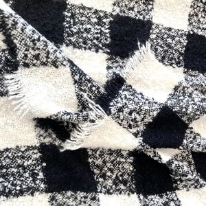 Thick Checkered Black & White Wool Scarf - Super Soft